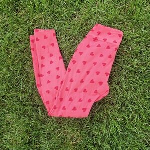 LuLaRoe Pink Heart Leggings OS